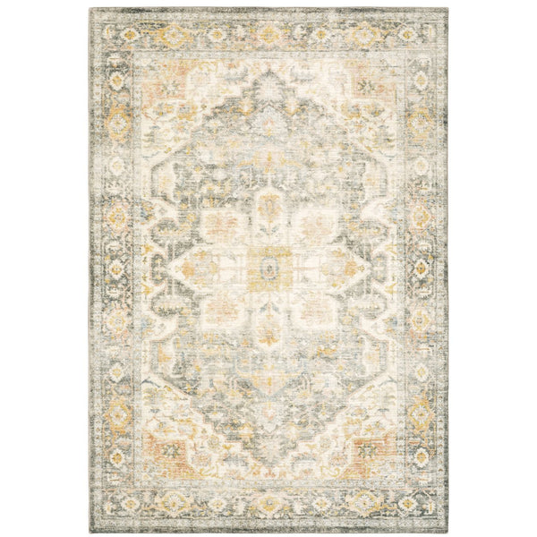 Oriental Weavers Savoy Elegantly Distressed Traditional Area Rug - Soft Microfiber With Muted Tones For Stylish Décor Grey,Gold Polyester S28103160220st