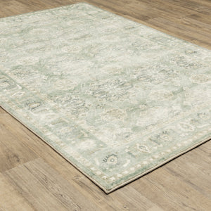 Oriental Weavers Savoy Elegant Distressed Traditional Indoor Area Rug – Soft Microfiber, Muted Colors For Any Room Green,Ivory Polyester S28107160220st