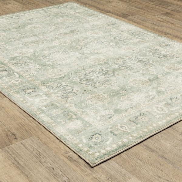 Oriental Weavers Savoy Elegant Distressed Traditional Indoor Area Rug – Soft Microfiber, Muted Colors For Any Room Green,Ivory Polyester S28107160220st