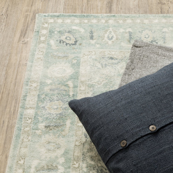 Oriental Weavers Savoy Elegant Distressed Traditional Indoor Area Rug – Soft Microfiber, Muted Colors For Any Room Green,Ivory Polyester S28107061243st
