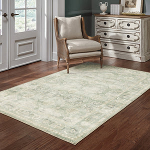 Oriental Weavers Savoy Elegant Distressed Traditional Indoor Area Rug – Soft Microfiber, Muted Colors For Any Room Green,Ivory Polyester S28107160220st