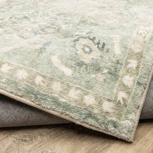 Oriental Weavers Savoy Elegant Distressed Traditional Indoor Area Rug – Soft Microfiber, Muted Colors For Any Room Green,Ivory Polyester S28107061243st