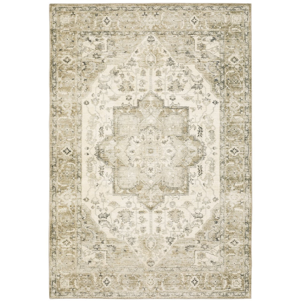 Oriental Weavers Savoy Elegant Distressed Traditional Area Rug In Soft Microfiber With Muted Tonal Colors Tan,Ivory Polyester S28108160220st