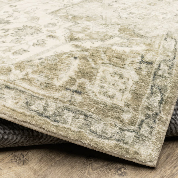 Oriental Weavers Savoy Elegant Distressed Traditional Area Rug In Soft Microfiber With Muted Tonal Colors Tan,Ivory Polyester S28108061243st