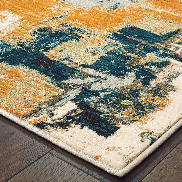 Oriental Weavers Sedona Indoor Area Rug - Vibrant Earth-inspired Hues For Stylish Living Spaces, Made In Usa Blue,Gold Polypropylene S9593a056091st
