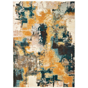 Oriental Weavers Sedona Indoor Area Rug - Vibrant Earth-inspired Hues For Stylish Living Spaces, Made In Usa Blue,Gold Polypropylene S9593a056091st