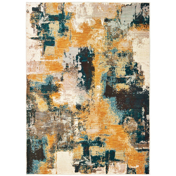 Oriental Weavers Sedona Indoor Area Rug - Vibrant Earth-inspired Hues For Stylish Living Spaces, Made In Usa Blue,Gold Polypropylene S9593a056091st