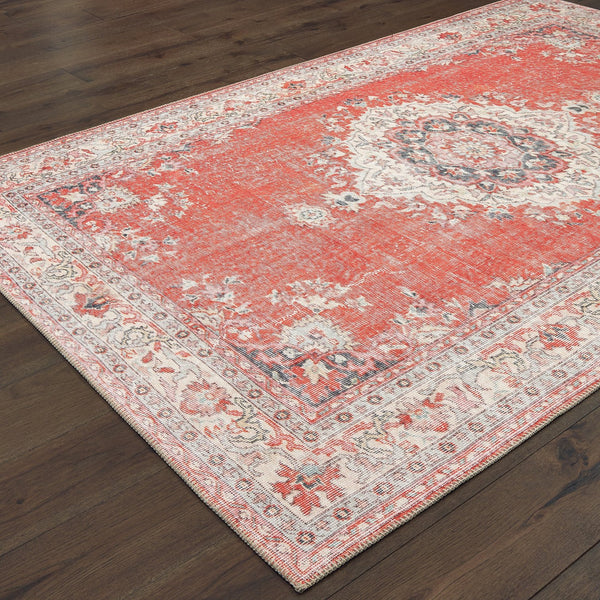 Oriental Weavers Sofia Distressed Traditional Area Rug - Antique Style With Modern Colors Perfect For Any Room Red,Grey Polyester S85810053080st