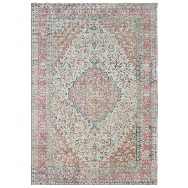 Oriental Weavers Sofia Antique-style Indoor Area Rug – Distressed Traditional Design With Elegant Blanket Stitch Finish Ivory,Pink Polyester S85812160230st