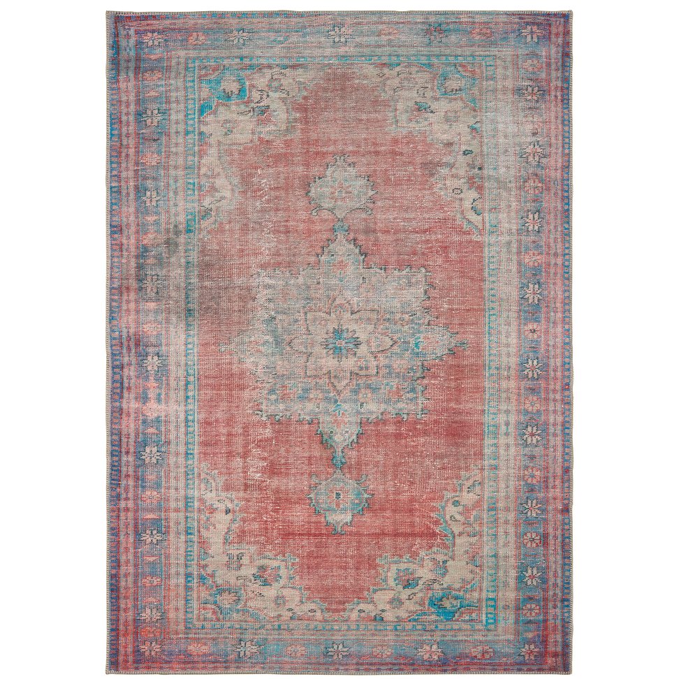 Oriental Weavers Sofia Vintage-inspired Hand-knotted Indoor Area Rug – Distressed Patterns For Timeless Elegance Red,Blue Polyester S85819053080st