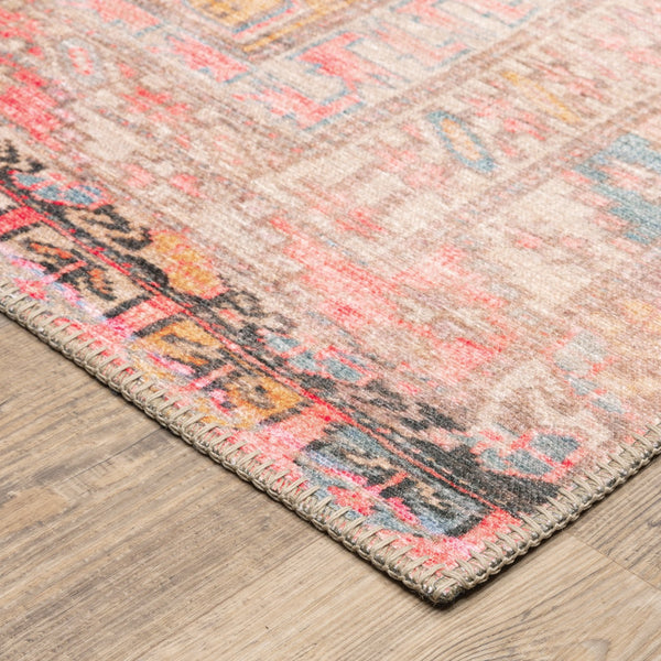 Oriental Weavers Sofia Antique-inspired Indoor Area Rug - Distressed Traditional Patterns With Elegant Stitching Pink,Blue Polyester S85820130190st