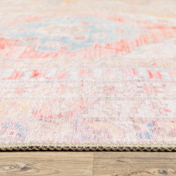 Oriental Weavers Sofia Antique-inspired Indoor Area Rug - Distressed Traditional Patterns With Elegant Stitching Pink,Blue Polyester S85820130190st