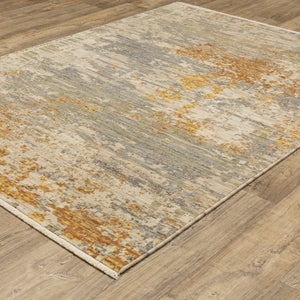 Oriental Weavers Soleri Modern Abstract Area Rug - Vibrant Colors, Soft Wool Blend, Cotton Fringe, Made In Egypt Beige,Gold Wool Ssol03300394st