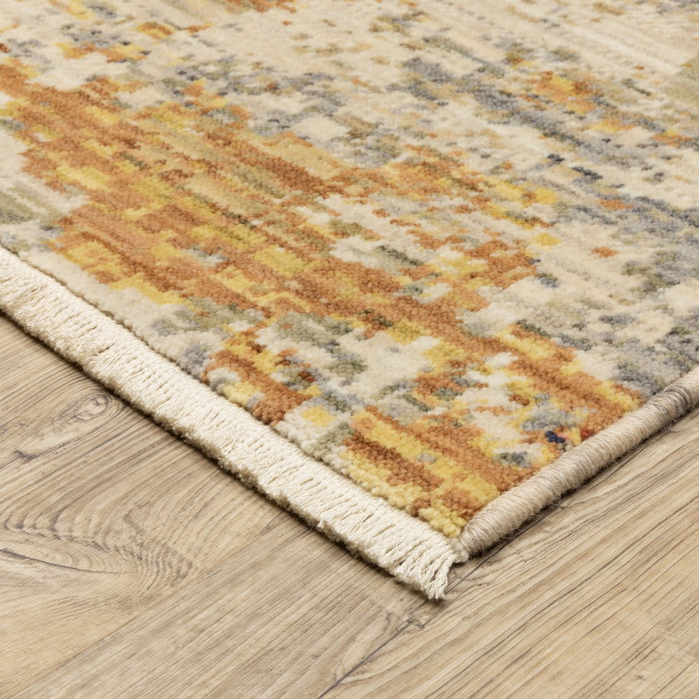 Oriental Weavers Soleri Modern Abstract Area Rug - Vibrant Colors, Soft Wool Blend, Cotton Fringe, Made In Egypt Beige,Gold Wool Ssol03300394st