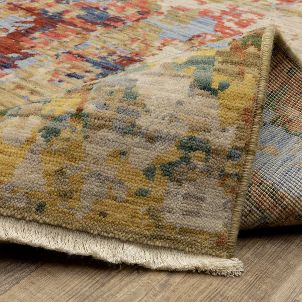 Oriental Weavers Soleri Modern Abstract Area Rug With Vibrant Colors In Wool Blend, Stylish Cotton Fringe, Made In Egypt Beige,Multi Wool Ssol06160235st