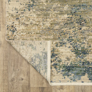 Oriental Weavers Soleri Indoor Area Rug With Vibrant Abstract Design, Soft Wool Blend, And Elegant Cotton Fringe Beige,Blue Wool Ssol07200296st