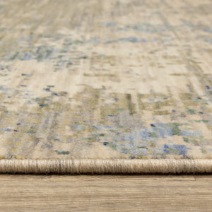 Oriental Weavers Soleri Indoor Area Rug With Vibrant Abstract Design, Soft Wool Blend, And Elegant Cotton Fringe Beige,Blue Wool Ssol07200296st