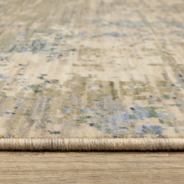 Oriental Weavers Soleri Indoor Area Rug With Vibrant Abstract Design, Soft Wool Blend, And Elegant Cotton Fringe Beige,Blue Wool Ssol07200296st