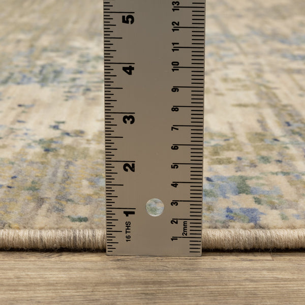 Oriental Weavers Soleri Indoor Area Rug With Vibrant Abstract Design, Soft Wool Blend, And Elegant Cotton Fringe Beige,Blue Wool Ssol07200296st