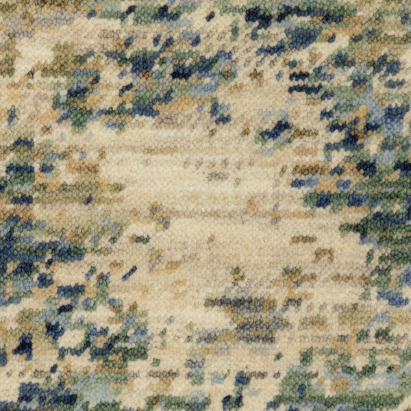 Oriental Weavers Soleri Indoor Area Rug With Vibrant Abstract Design, Soft Wool Blend, And Elegant Cotton Fringe Beige,Blue Wool Ssol07200296st