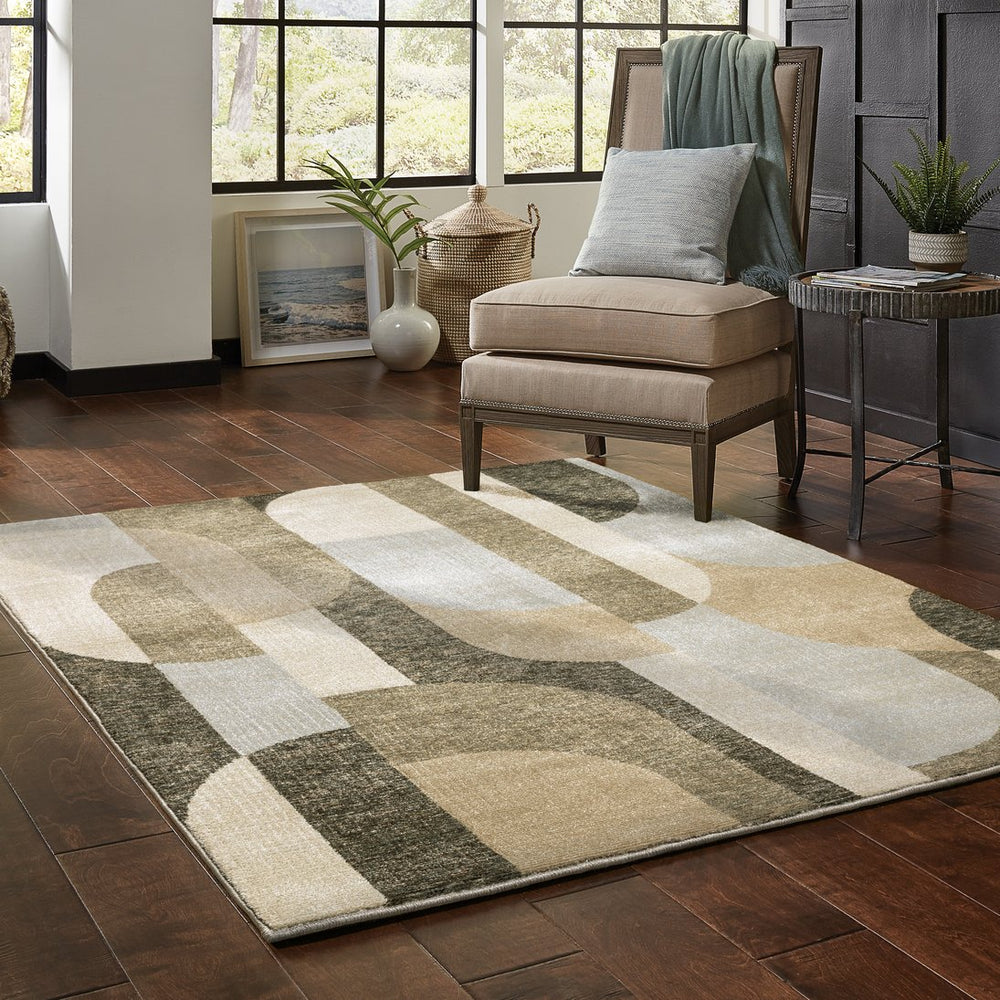 Oriental Weavers Strada Indoor Area Rug - Contemporary Art Deco Design With Soft Curves For Modern Home Décor Brown,Beige Nylon Sstr02100170st