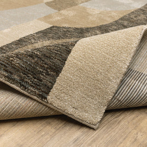 Oriental Weavers Strada Indoor Area Rug - Contemporary Art Deco Design With Soft Curves For Modern Home Décor Brown,Beige Nylon Sstr02067253st