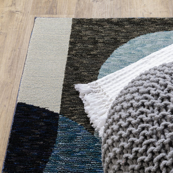 Oriental Weavers Strada Indoor Area Rug – Contemporary Art Deco Design With Soft Curves And Unique Weaving Technique Blue,Grey Nylon Sstr03067253st