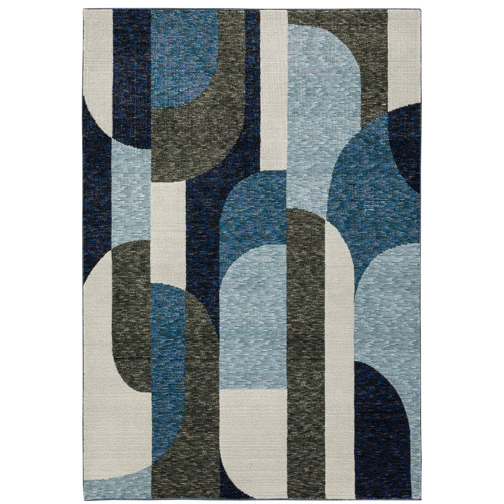 Oriental Weavers Strada Indoor Area Rug – Contemporary Art Deco Design With Soft Curves And Unique Weaving Technique Blue,Grey Nylon Sstr03100170st