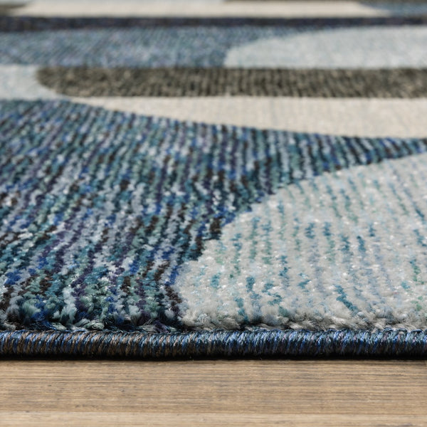 Oriental Weavers Strada Indoor Area Rug – Contemporary Art Deco Design With Soft Curves And Unique Weaving Technique Blue,Grey Nylon Sstr03067253st