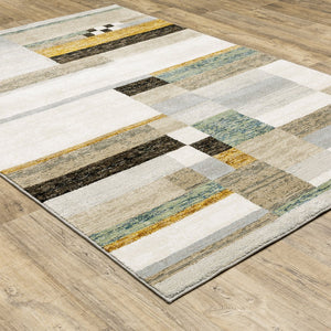 Oriental Weavers Strada Contemporary Indoor Area Rug - Unique Curves And Linear Art Deco Design For Elegant Spaces Beige,Multi Nylon Sstr07100170st