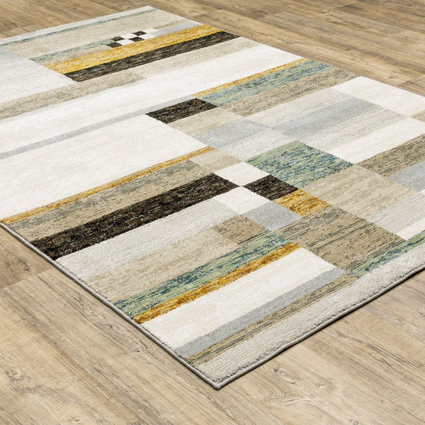 Oriental Weavers Strada Contemporary Indoor Area Rug - Unique Curves And Linear Art Deco Design For Elegant Spaces Beige,Multi Nylon Sstr07100170st