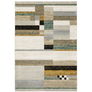 Oriental Weavers Strada Contemporary Indoor Area Rug - Unique Curves And Linear Art Deco Design For Elegant Spaces Beige,Multi Nylon Sstr07100170st