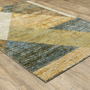 Oriental Weavers Strada Indoor Area Rug – Contemporary Art Deco Inspired Design For Stylish Home Décor Accent Gold,Blue Nylon Sstr09100170st