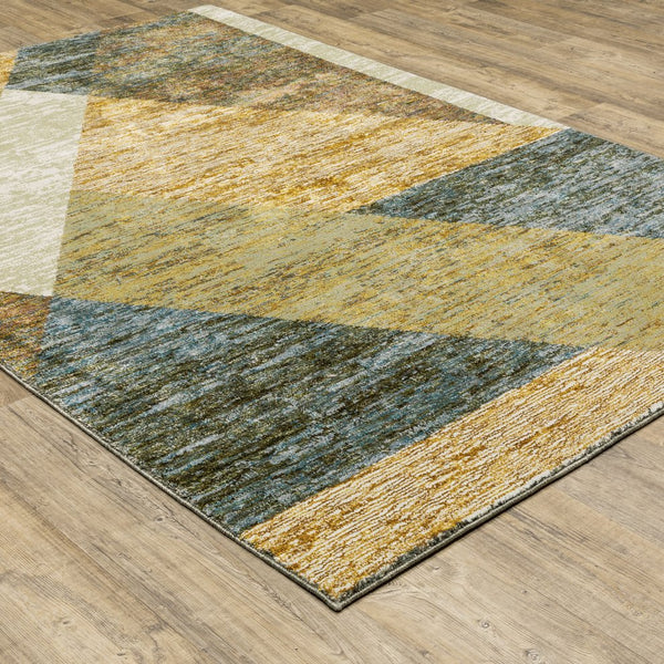 Oriental Weavers Strada Indoor Area Rug – Contemporary Art Deco Inspired Design For Stylish Home Décor Accent Gold,Blue Nylon Sstr09100170st
