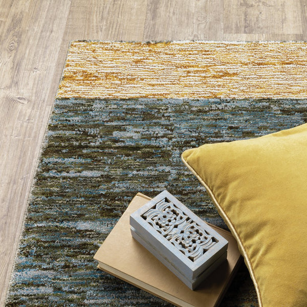 Oriental Weavers Strada Indoor Area Rug – Contemporary Art Deco Inspired Design For Stylish Home Décor Accent Gold,Blue Nylon Sstr09067253st