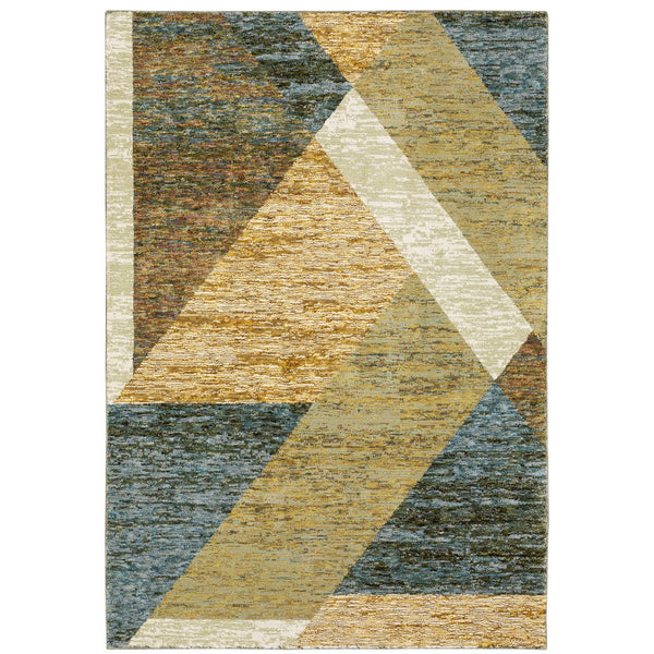 Oriental Weavers Strada Indoor Area Rug – Contemporary Art Deco Inspired Design For Stylish Home Décor Accent Gold,Blue Nylon Sstr09100170st
