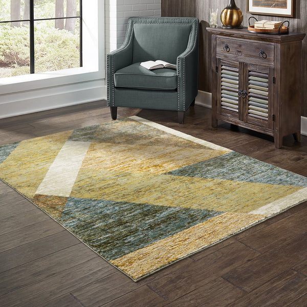 Oriental Weavers Strada Indoor Area Rug – Contemporary Art Deco Inspired Design For Stylish Home Décor Accent Gold,Blue Nylon Sstr09100170st