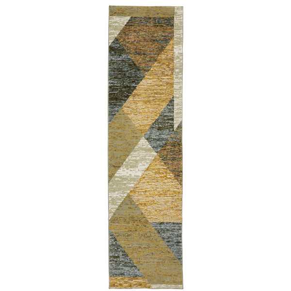 Oriental Weavers Strada Indoor Area Rug – Contemporary Art Deco Inspired Design For Stylish Home Décor Accent Gold,Blue Nylon Sstr09067253st