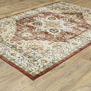 Oriental Weavers Sumter Indoor Area Rug - Machine Washable, Non-slip Backing, Stylish Traditional Design For Any Room Red,Ivory Polyester Ssum01152213st