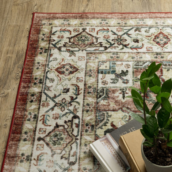 Oriental Weavers Sumter Indoor Area Rug - Machine Washable, Non-slip Backing, Stylish Traditional Design For Any Room Red,Ivory Polyester Ssum01152213st