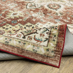 Oriental Weavers Sumter Indoor Area Rug - Machine Washable, Non-slip Backing, Stylish Traditional Design For Any Room Red,Ivory Polyester Ssum01152213st