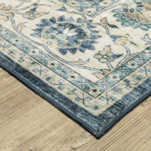 Oriental Weavers Sumter Indoor Area Rug - Machine Washable, Soft Low-pile, Non-slip Backing For High-traffic Spaces Blue,Ivory Polyester Ssum02152213st