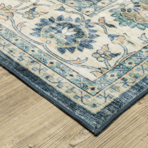 Oriental Weavers Sumter Indoor Area Rug - Machine Washable, Soft Low-pile, Non-slip Backing For High-traffic Spaces Blue,Ivory Polyester Ssum02152213st