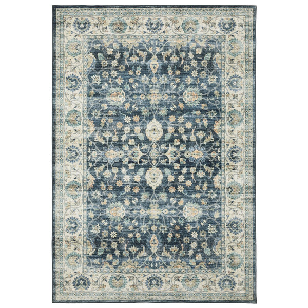 Oriental Weavers Sumter Indoor Area Rug - Machine Washable, Soft Low-pile, Non-slip Backing For High-traffic Spaces Blue,Ivory Polyester Ssum02152213st