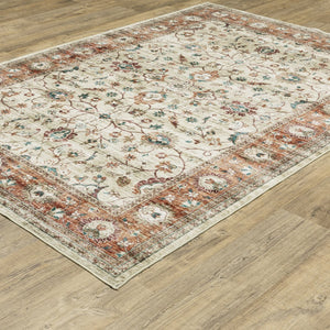 Oriental Weavers Sumter Indoor Area Rug - Soft Low-pile Polyester With Non-slip Backing For Easy Care & Style Ivory,Rust Polyester Ssum03228305st
