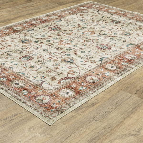 Oriental Weavers Sumter Indoor Area Rug - Soft Low-pile Polyester With Non-slip Backing For Easy Care & Style Ivory,Rust Polyester Ssum03228305st