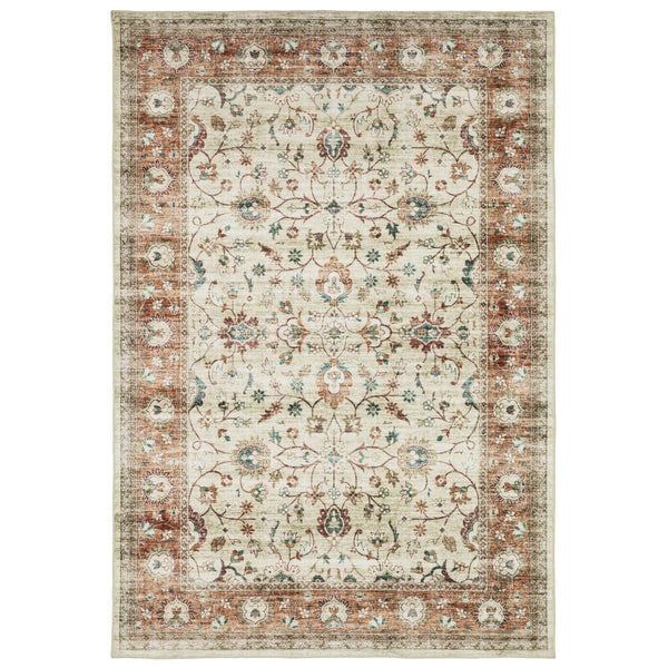 Oriental Weavers Sumter Indoor Area Rug - Soft Low-pile Polyester With Non-slip Backing For Easy Care & Style Ivory,Rust Polyester Ssum03228305st