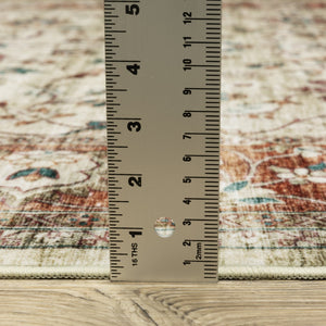 Oriental Weavers Sumter Indoor Area Rug - Soft Low-pile Polyester With Non-slip Backing For Easy Care & Style Ivory,Rust Polyester Ssum03061244st