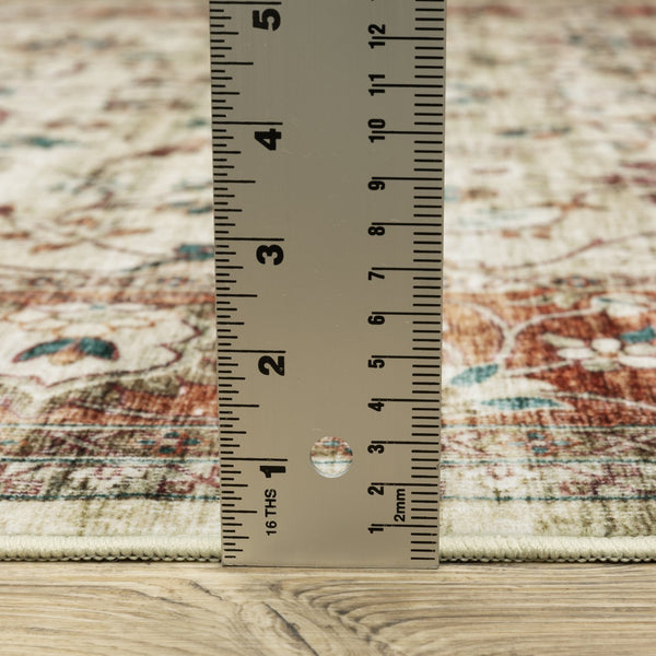 Oriental Weavers Sumter Indoor Area Rug - Soft Low-pile Polyester With Non-slip Backing For Easy Care & Style Ivory,Rust Polyester Ssum03061244st