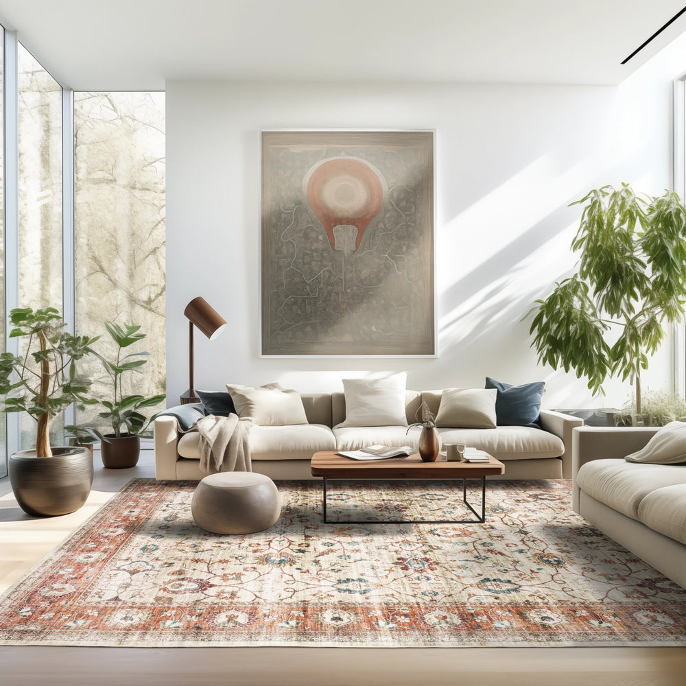 Oriental Weavers Sumter Indoor Area Rug - Soft Low-pile Polyester With Non-slip Backing For Easy Care & Style Ivory,Rust Polyester Ssum03228305st